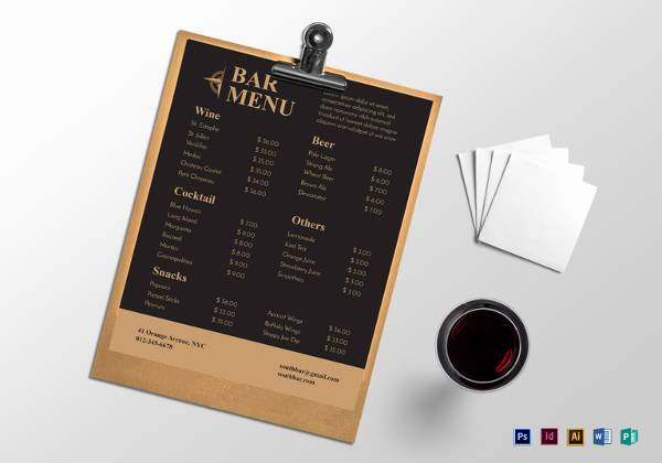 Sports Bar Menu Template Best Of Free 30 Bar Menus Templates In Illustrator