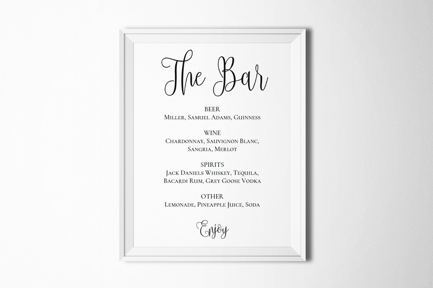 Sports Bar Menu Template Fresh Wedding Bar Menu Template Drink Sign Stationery