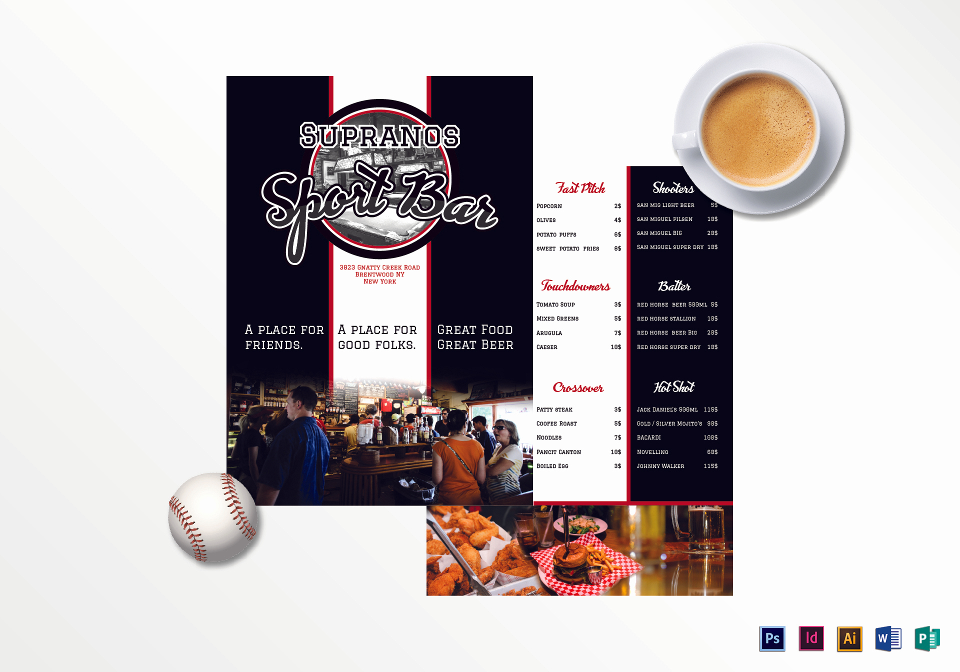 Sports Bar Menu Template Inspirational Sports Bar Menu Design Template In Psd Word Publisher