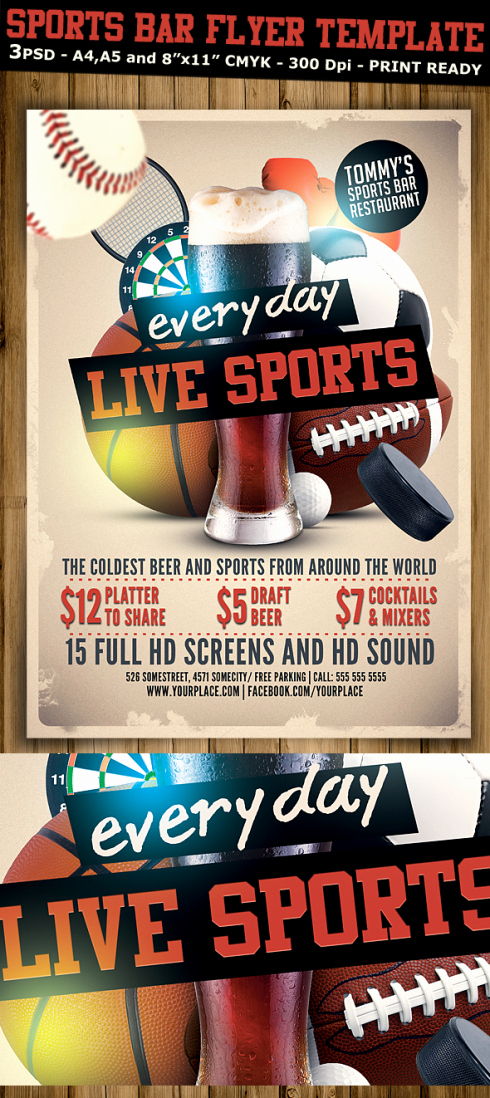 Sports Bar Menu Template Luxury Sports Bar Flyer Template V2