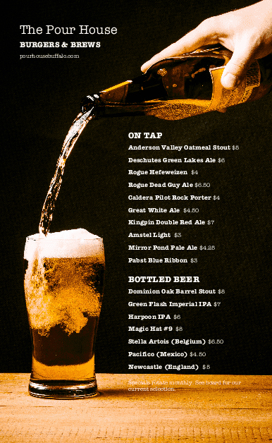 Sports Bar Menu Template New Beer Bar Menu