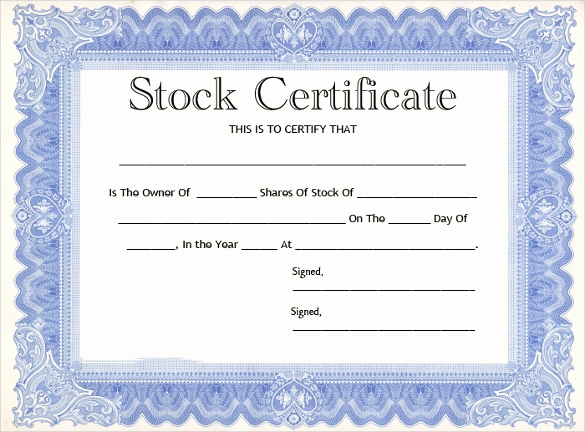 stock certificate template