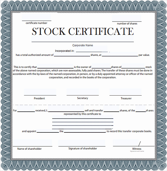 Stock Certificate Template Free Unique Free 6 Sample Stock Certificate Templates In Google Docs