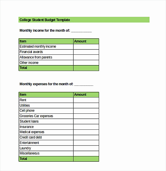 Student Monthly Budget Template Awesome Bud Template Excel