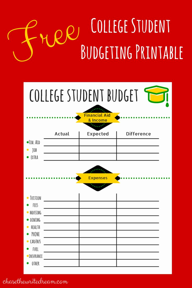 Student Monthly Budget Template Beautiful College Bud Template Free Printable for Students