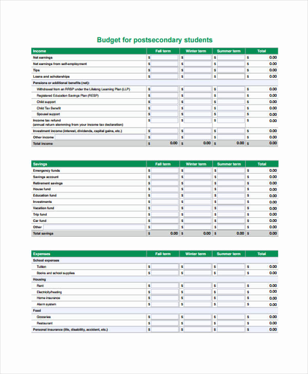 Student Monthly Budget Template Beautiful Student Bud Template 14 Free Pdf Word format