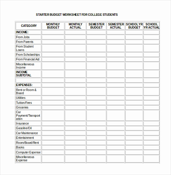 Student Monthly Budget Template Elegant 25 Monthly Bud Templates Word Pdf Excel