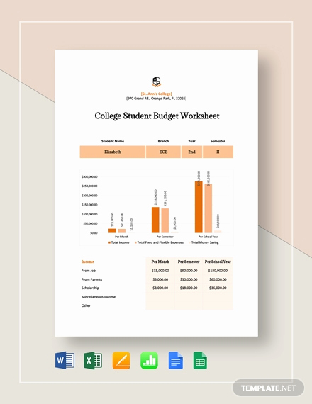 Student Monthly Budget Template Inspirational Free 12 College Student Bud Sample Examples In Word