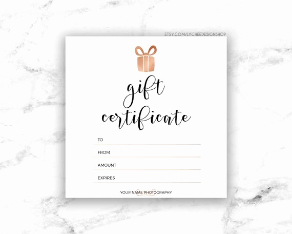 Template for A Gift Certificate Elegant Printable Rose Gold Gift Certificate Template Editable