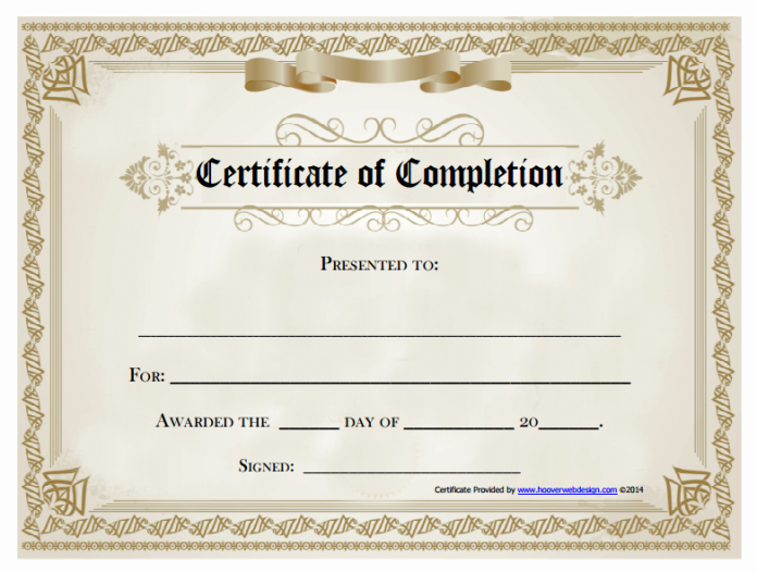 Template for Certificate Of Completion Awesome 21 Certificate Of Pletion Templates