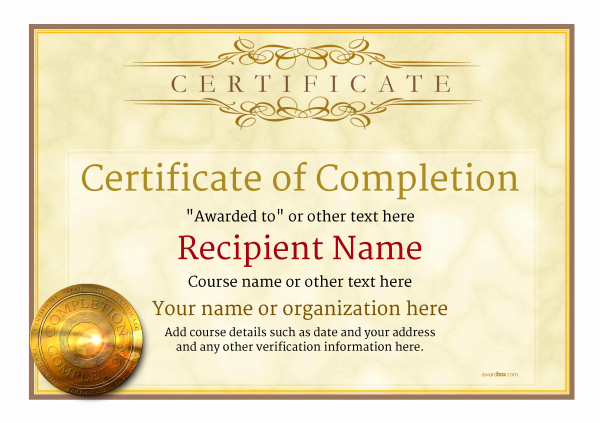 Template for Certificate Of Completion Awesome Certificate Of Pletion Free Quality Printable