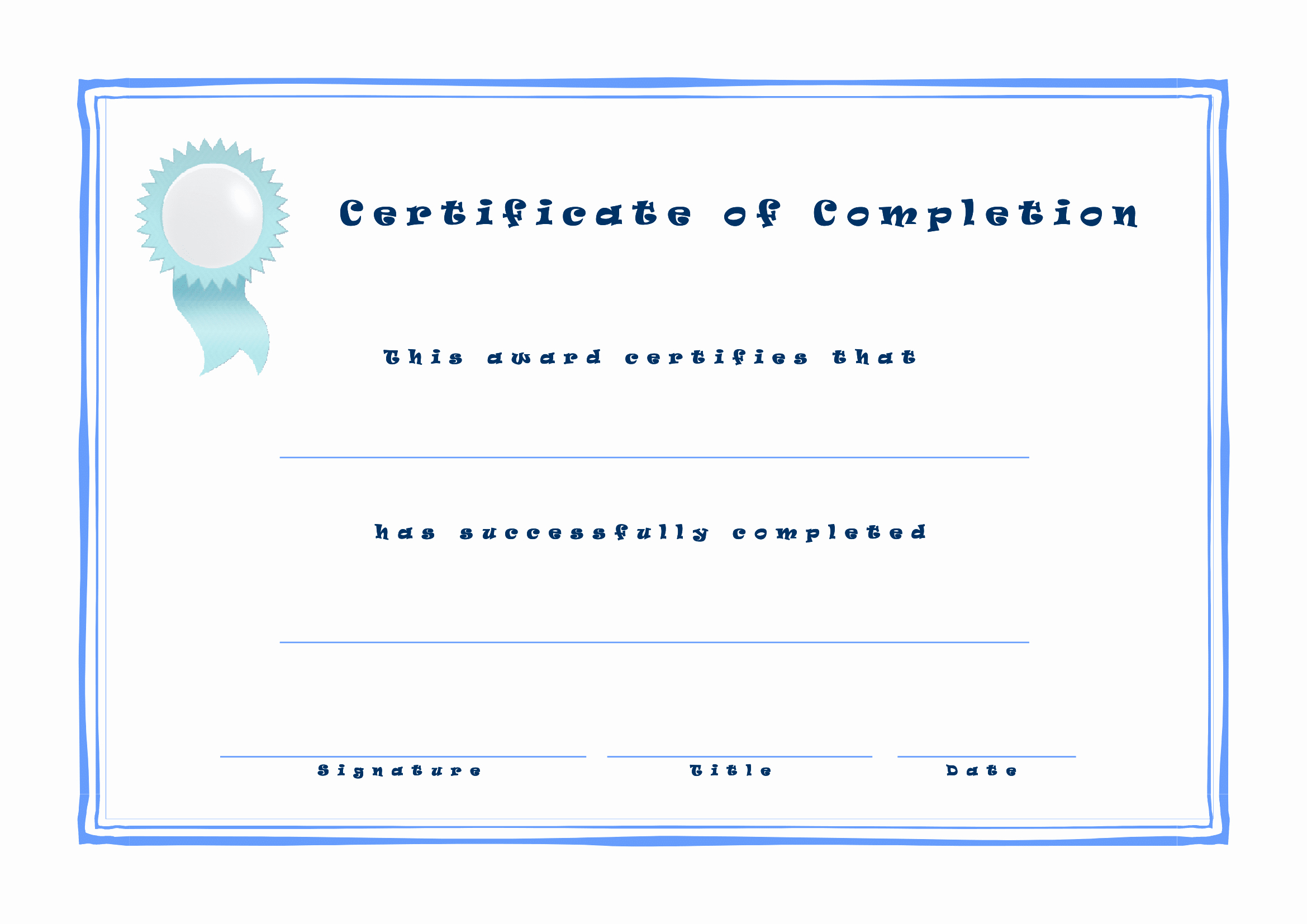 Template for Certificate Of Completion Beautiful Certificates Download Free Business Letter Templates