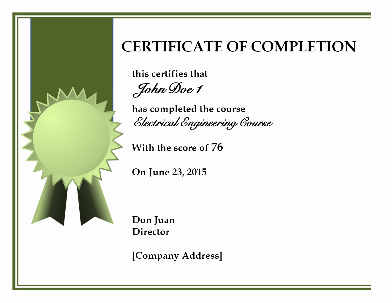 Template for Certificate Of Completion Fresh Certificate Pletion Template Word