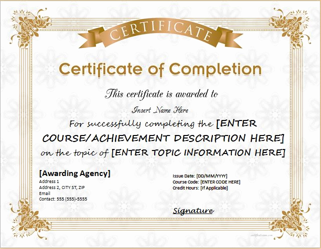 Template for Certificate Of Completion Luxury Certificates Of Pletion Templates for Microsoft Word