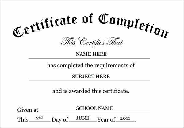 Template for Certificate Of Completion Luxury Printable Certificates Of Pletion