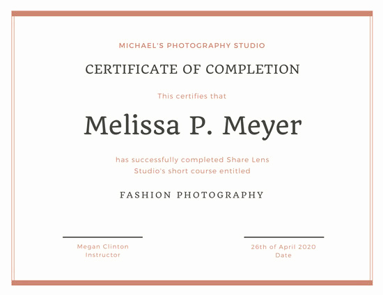 Template for Certificate Of Completion Unique Customize 265 Pletion Certificate Templates Online Canva
