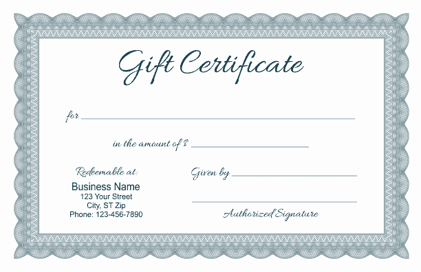 Template for Gift Certificate Fresh formal Gift Certificate Templates