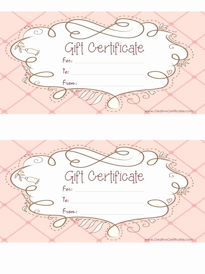 Template for Gift Certificate Fresh Free Printable Pink T Certificate with A Brown Drawing