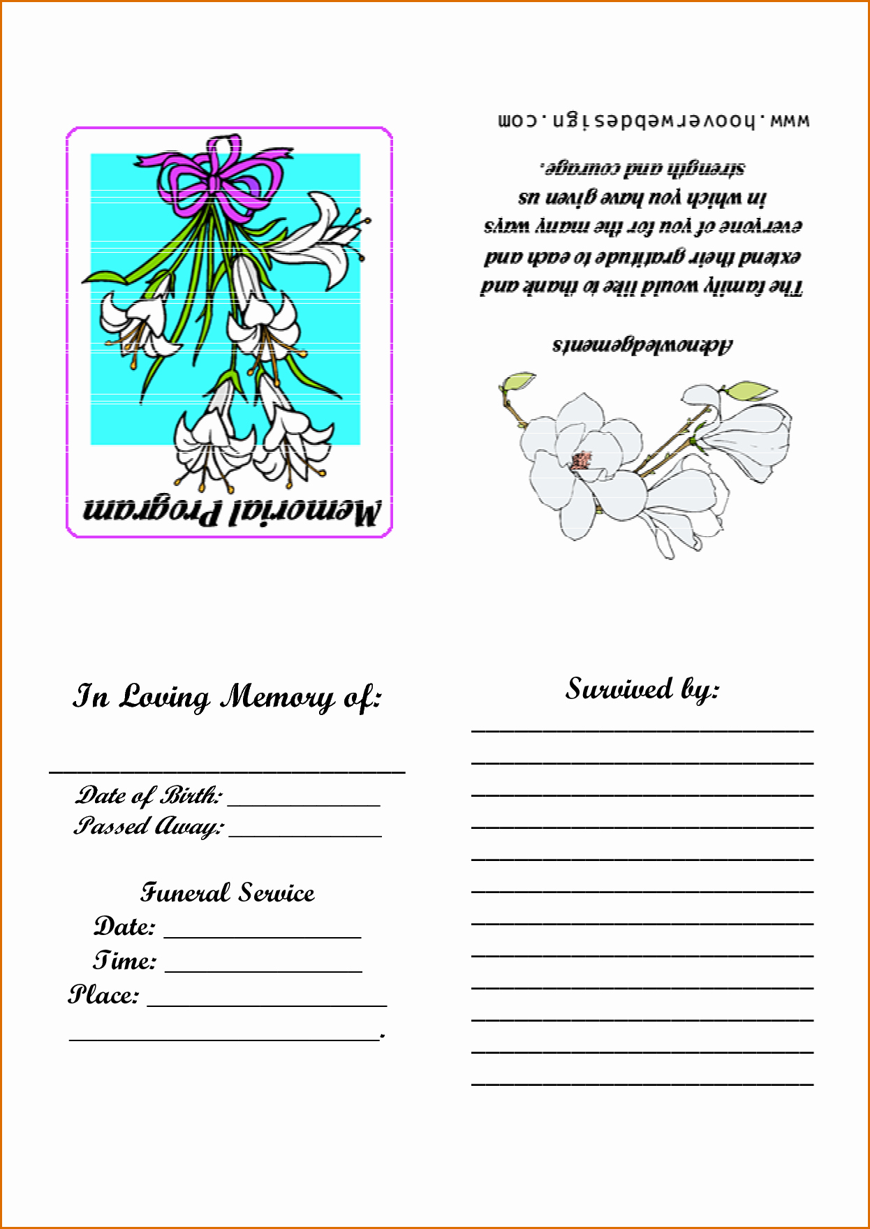 Template for Memorial Service Awesome 9 Memorial Service Program Template