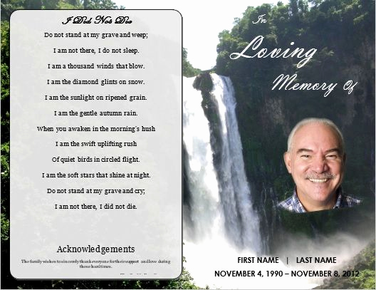 Template for Memorial Service Best Of Memorial order Of Service Program Template Waterfall