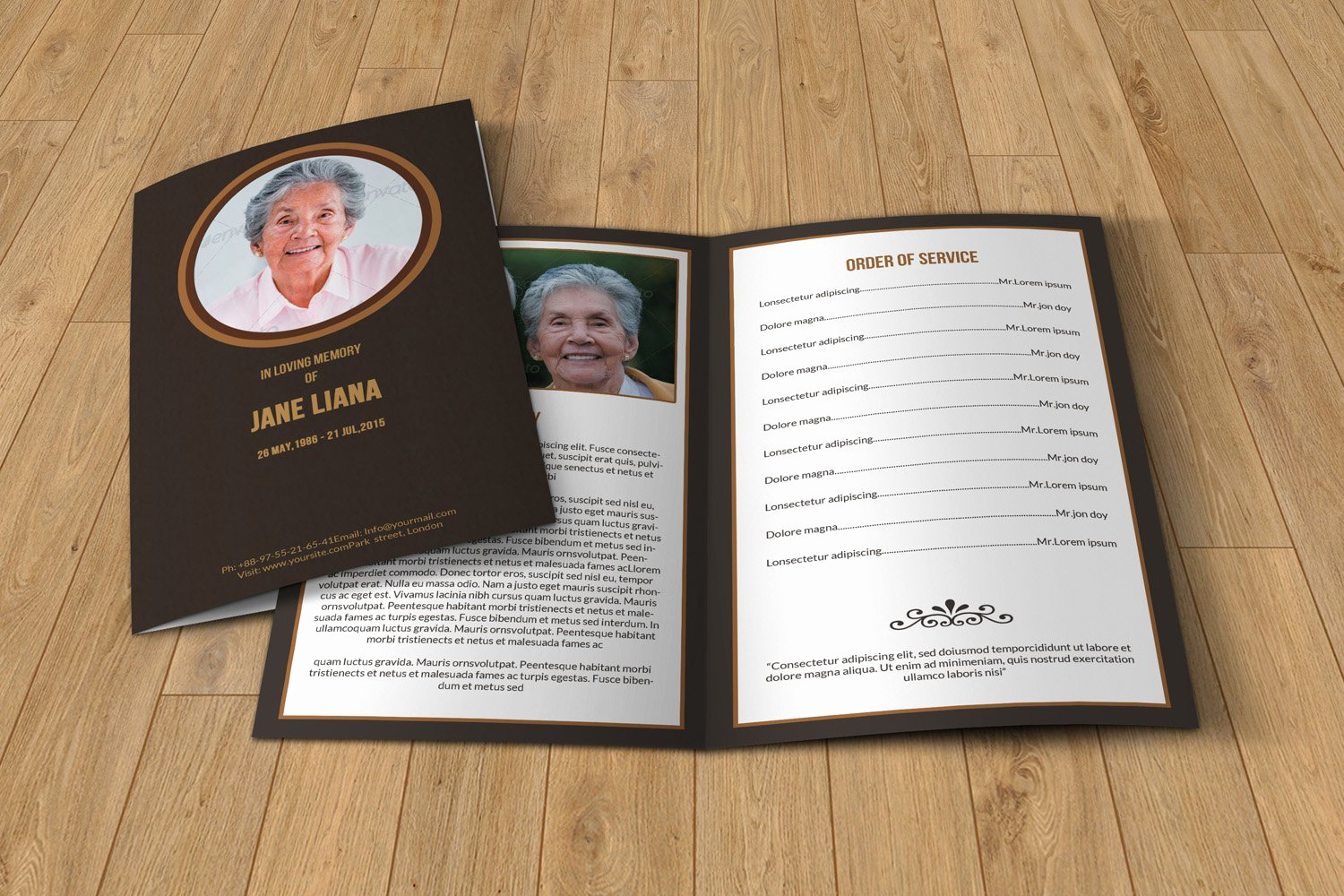 Template for Memorial Service Elegant Funeral Program Template T130 Brochure Templates