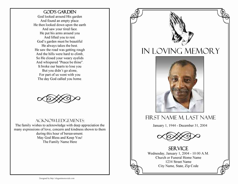 Template for Memorial Service Elegant Praying Hands Funeral Program Template Elegant Memorials