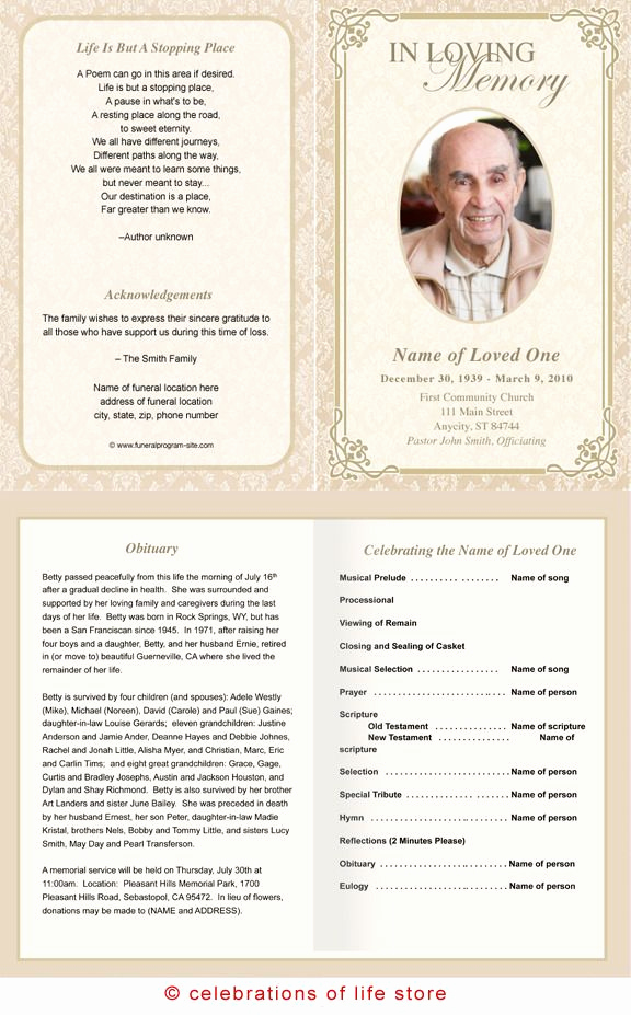 Template for Memorial Service Lovely Alexandria Printable Funeral Program Template