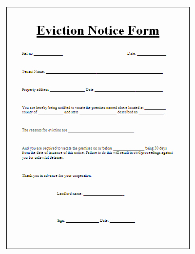 blank eviction notice form