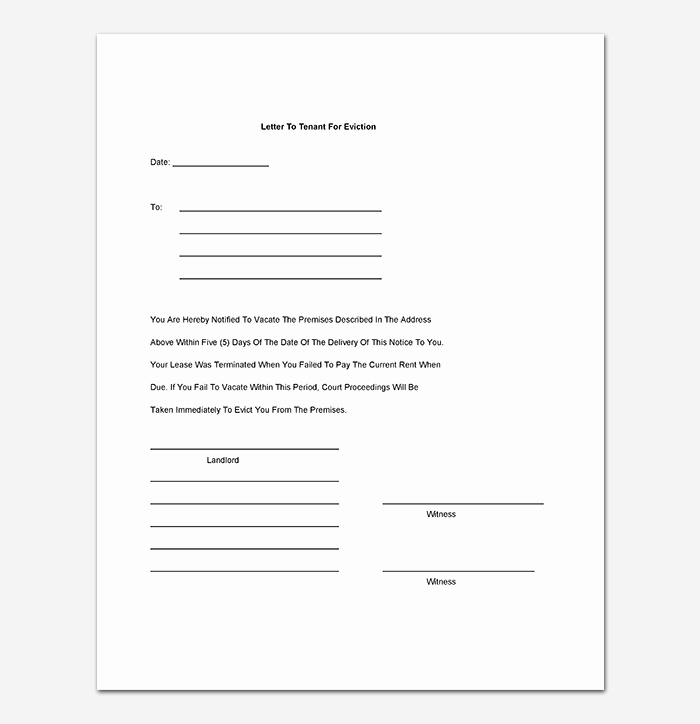 Tenant Eviction Notice Template Inspirational Eviction Notice 24 Sample Letters &amp; Templates