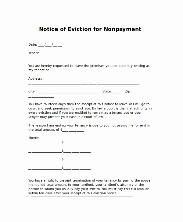 Tenant Eviction Notice Template Lovely Eviction Letters 10 Free Pdf Word Documents Download