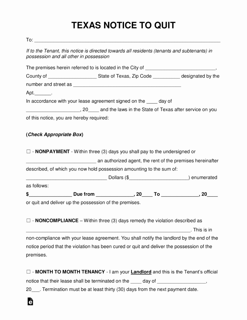 Tenant Eviction Notice Template Luxury Free Texas Eviction Notice forms