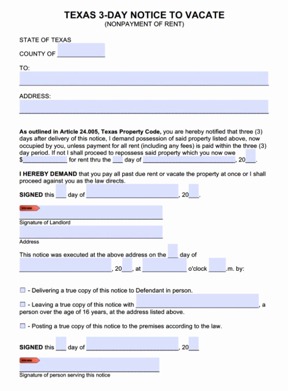 Texas Eviction Notice Template Awesome Texas Eviction Notice form