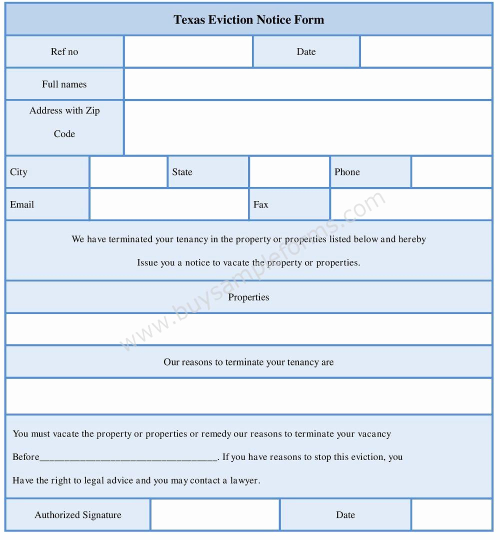 Texas Eviction Notice Template Awesome Texas Eviction Notice form