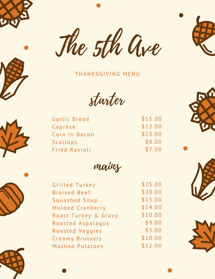 Thanksgiving Day Menu Template Awesome Customize 40 Thanksgiving Menu Templates Online Canva