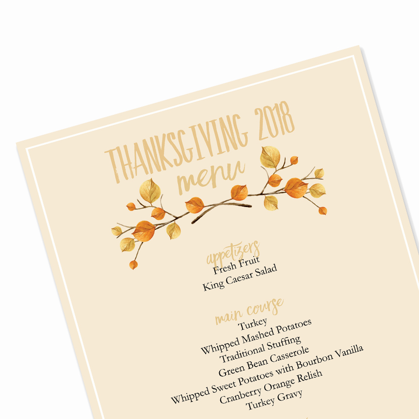 Thanksgiving Day Menu Template Beautiful Editable Thanksgiving Menu Ama Vita Designs