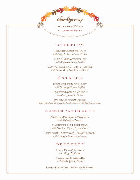 Thanksgiving Day Menu Template Best Of Restaurant Thanksgiving Menu