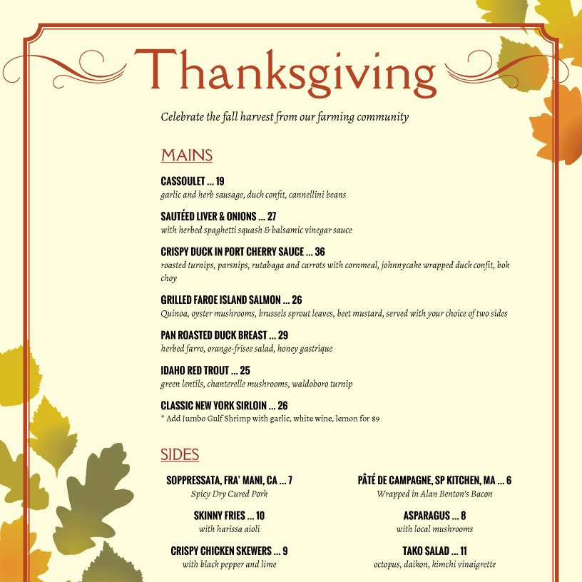 Thanksgiving Day Menu Template Elegant Thanksgiving Menu Template