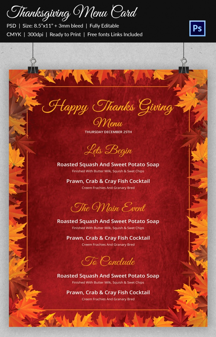 Thanksgiving Day Menu Template Fresh 45 Thanksgiving Designs Free Printable Psd Ai