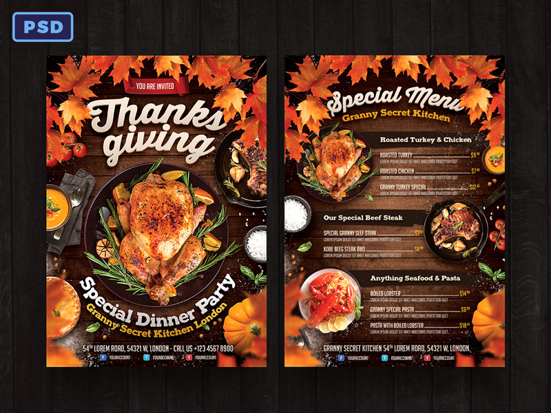 Thanksgiving Day Menu Template Fresh Thanksgiving Dinner Flyer Menu Template by Bornx On Dribbble