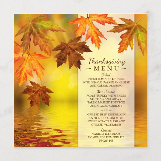 Thanksgiving Day Menu Template Inspirational Thanksgiving Dinner Menu Template with Fall Leaves