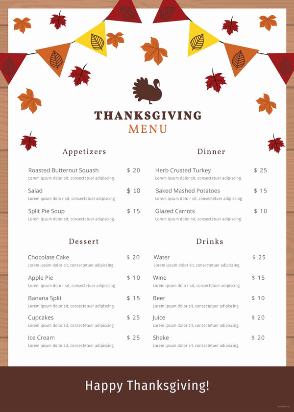 Thanksgiving Day Menu Template Unique 47 Menu Card Templates Ai Psd Docs Pages