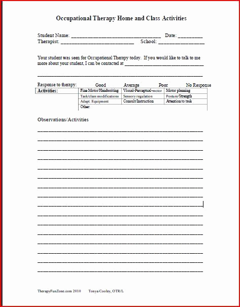 Therapy Progress Notes Template New Documentation forms Ot Treatment Ideas