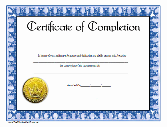 Training Certificate Template Doc Awesome Course Pletion Blank Excellence Certificate Pletion