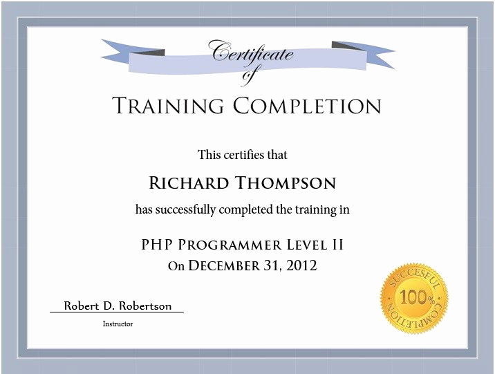 Training Certificate Template Doc Unique Training Certificate Template