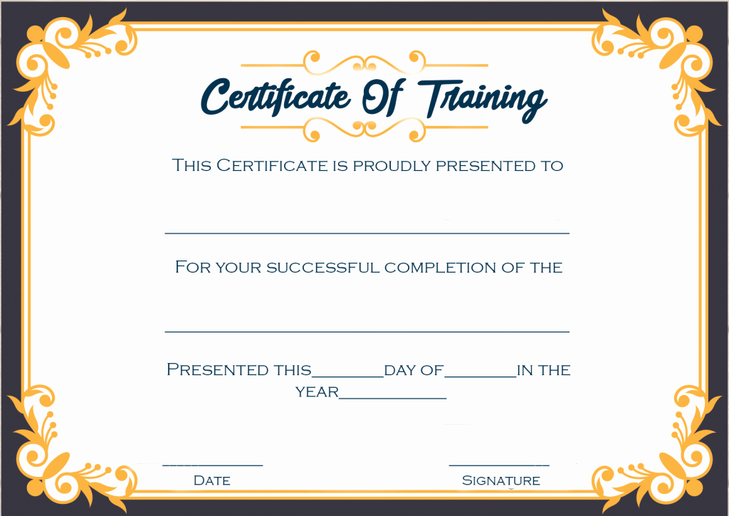 Training Certificate Template Free Download Fresh 4 Printable Sample Certificate Of Training Template