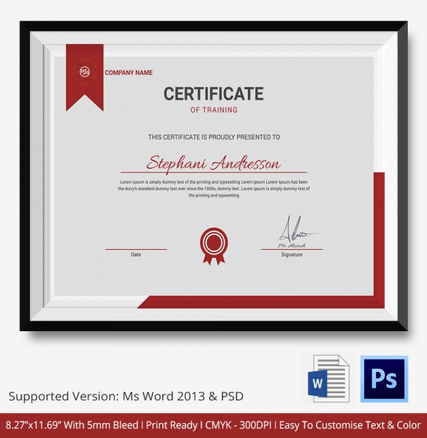 Training Certificate Template Free Download Luxury Training Certificate Template 14 Free Word Pdf Psd