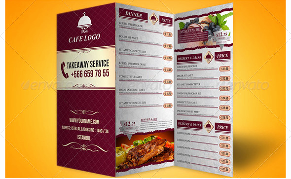 Tri Fold Menu Template Free Fresh 14 Great Tri Fold Restaurant Menu Psd Templates