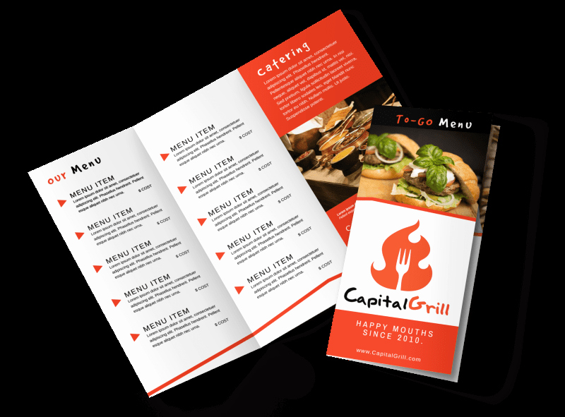 Tri Fold Menu Template Free Luxury Restaurant to Go Menu Tri Fold Brochure Template