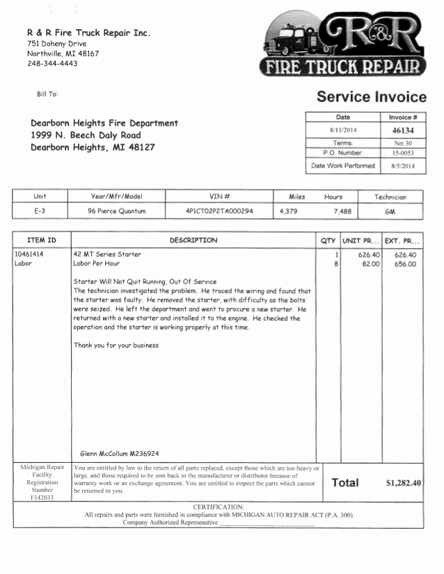 Truck Repair Invoice Template Beautiful Claims 1 09 09 14