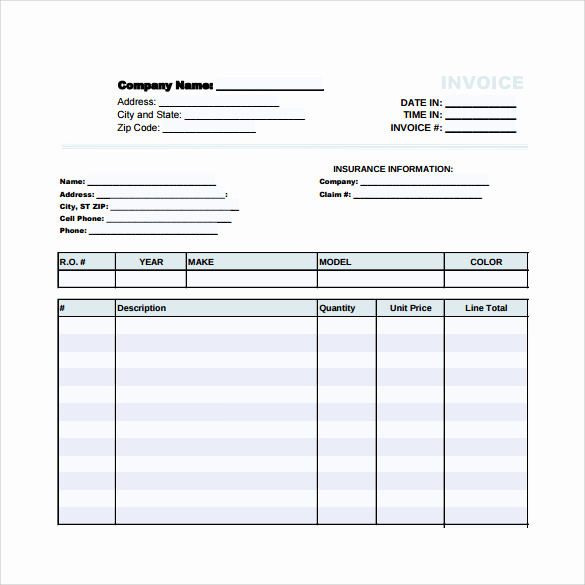 Truck Repair Invoice Template Fresh Sample Auto Repair Invoice Template 14 Download Free